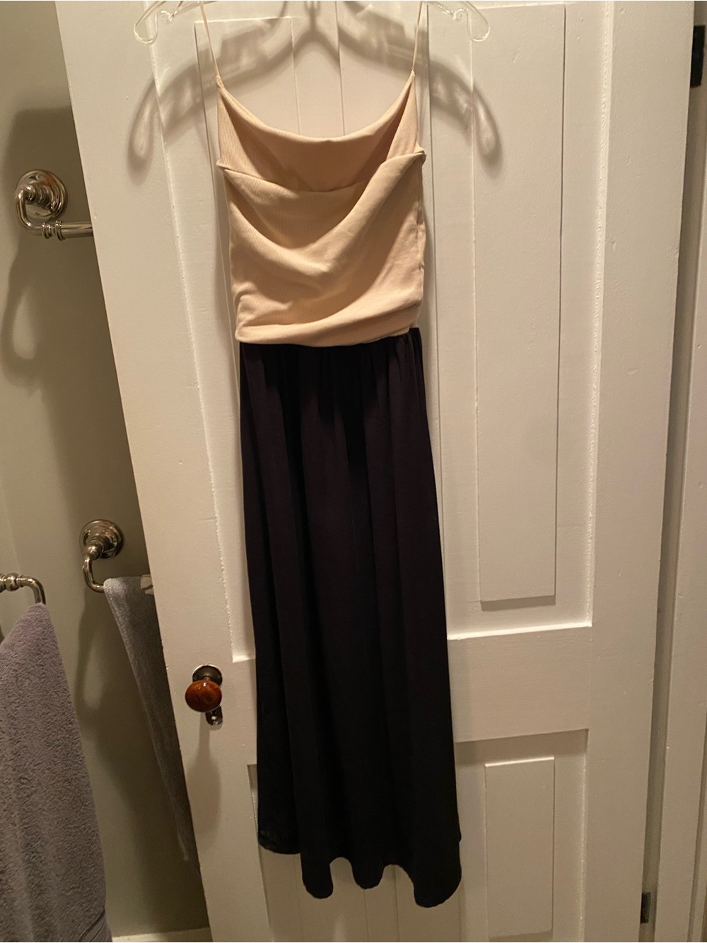 Two-Tone Maxi Dress in Cream and Black